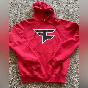 Mens Faze Clan Champion Red Hoodie with Logo